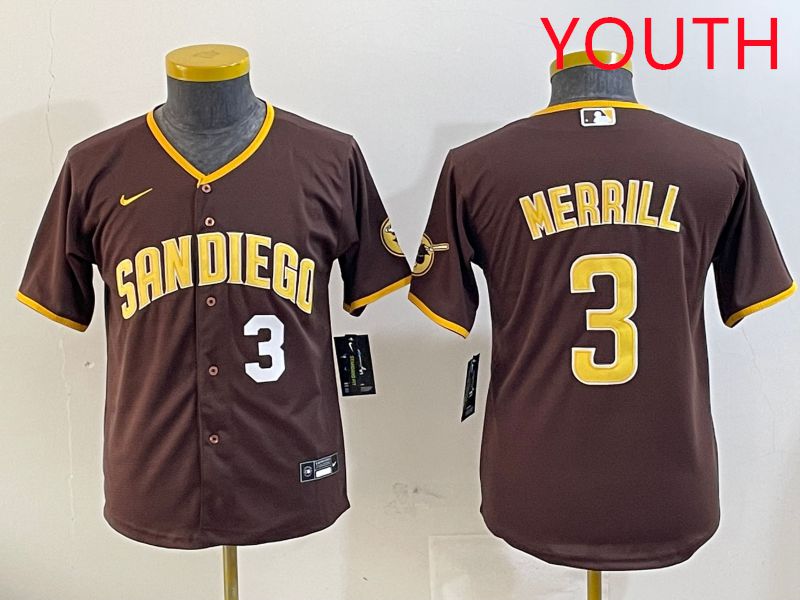 Youth San Diego Padres #3 Merrill Brown Game 2025 Nike MLB Jersey style 10